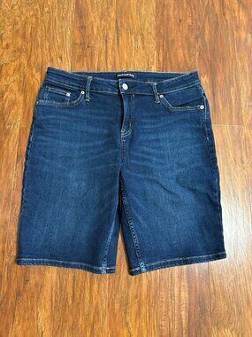 Calvin Klein Jeans Womens Dark Wash Denim Bermuda Shorts 12